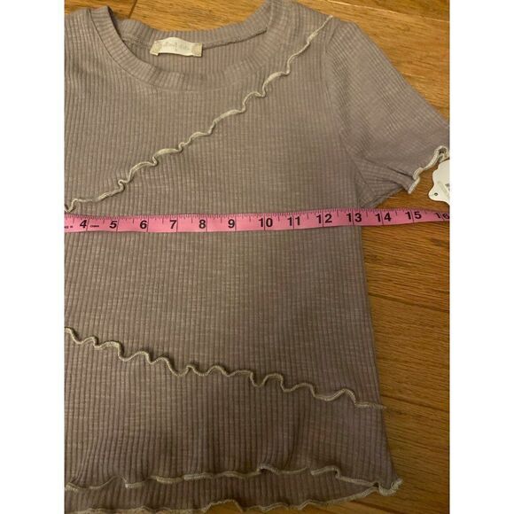 NWT Altar"d State women's tan ruffled short sleeve fitted cropped top size small - Picture 5 of 9